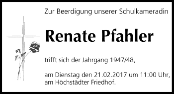 Anzeige von Renate Pfahler von MGO