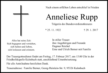 Anzeige von Anneliese Rupp von MGO