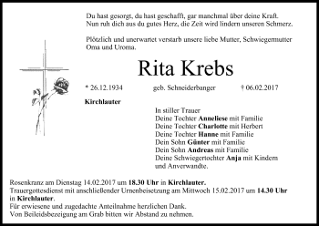 Anzeige von Rita Krebs von MGO