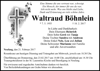 Anzeige von Waltraud Böhnlein von MGO