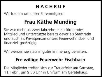 Anzeige von Käthe Munding von MGO