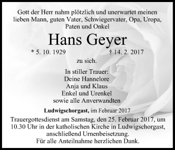Anzeige von Hans Geyer von MGO