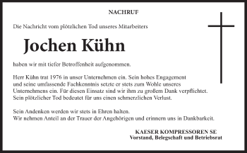 Anzeige von Jochen Kühn von MGO