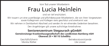 Anzeige von Lucia Heinlein von MGO