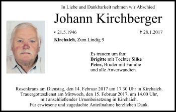 Anzeige von Johann Kirchberger von MGO