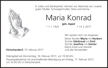 Anzeige von Maria Konrad von MGO