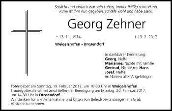 Anzeige von Georg Zehner von MGO
