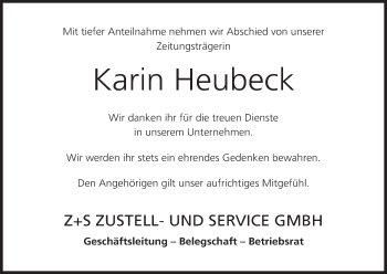 Anzeige von Karin Heuheck von MGO