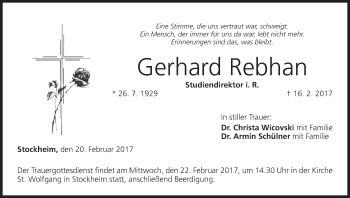 Anzeige von Gerhard Rebhan von MGO