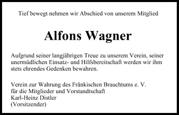Anzeige von Alfons Wagner von MGO