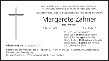 Anzeige von Margarete Zahner von MGO