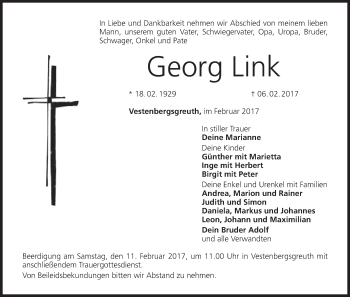 Anzeige von Georg Link von MGO