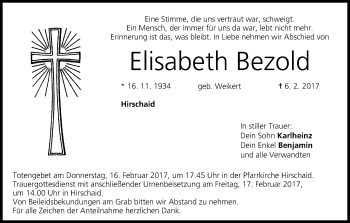 Anzeige von Elisabeth Bezold von MGO