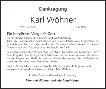 Anzeige von Karl Wöhner von MGO
