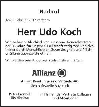 Anzeige von Udo Koch von MGO