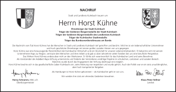 Anzeige von Horst Kühne von MGO