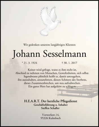 Anzeige von Johann Sesselmann von MGO
