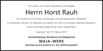 Anzeige von Horst Rauh von MGO
