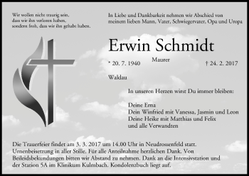 Anzeige von Erwin Schmidt von MGO