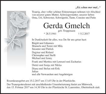 Anzeige von Gerda Gmelch von MGO