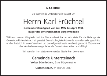 Anzeige von Karl Früchtel von MGO
