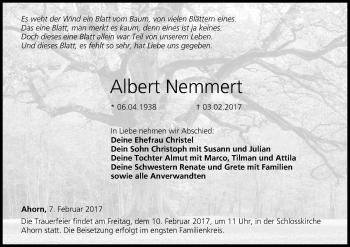 Anzeige von Albert Nemmert von MGO