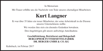 Anzeige von Kurt Langner von MGO