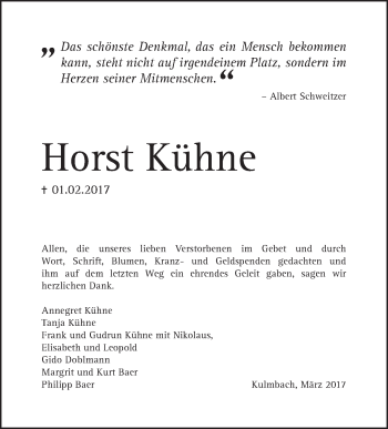 Anzeige von Horst Kühne von MGO