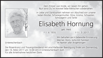 Anzeige von Elisabeth Hornung von MGO