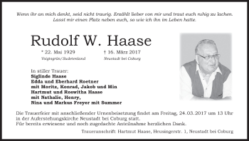 Anzeige von Rudolf W. Haase von MGO