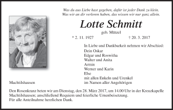 Anzeige von Lotte Schmitt von MGO