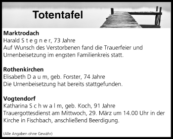 Anzeige von Totentafel vom 28.03.2017 von MGO