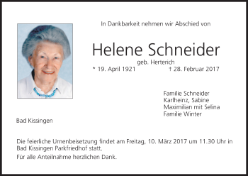 Anzeige von Helene Schneider von MGO