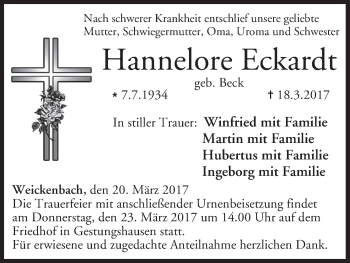 Anzeige von Hannelore Eckardt von MGO