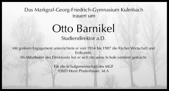 Anzeige von Otto Barnikel von MGO