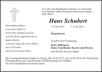 Anzeige von Hans Schubert von MGO