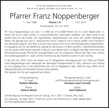 Anzeige von Franz Noppenberger von MGO
