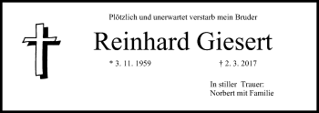 Anzeige von Reinhard Giesert von MGO