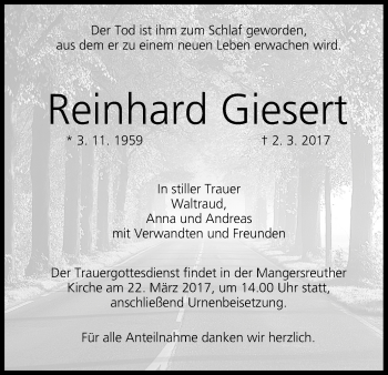 Anzeige von Reinhard Giesert von MGO