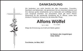 Anzeige von Alfons Wölfel von MGO
