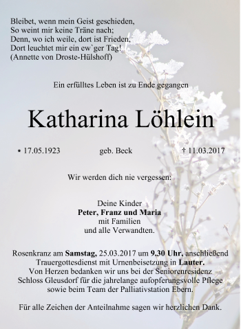 Anzeige von Katharina Löhlein von MGO