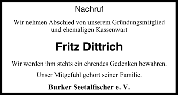 Anzeige von Fritz Dittrich von MGO