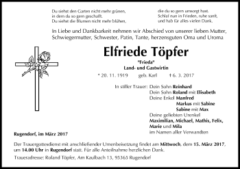 Anzeige von Elfriede Töpfer von MGO