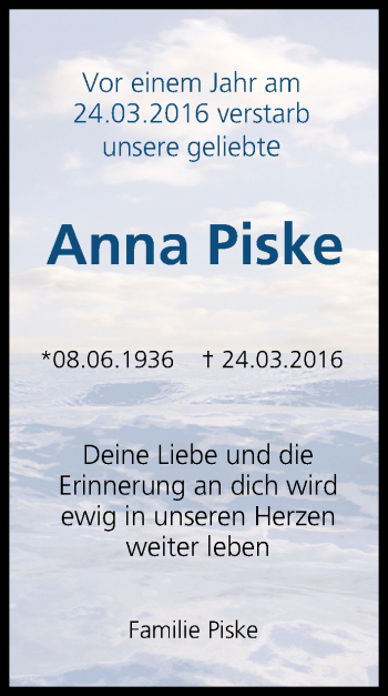 Anzeige von Anna  Piske von MGO