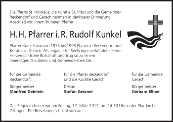 Anzeige von Rudolf Kunkel von MGO