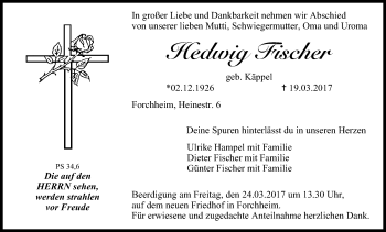 Anzeige von Hedwig Fischer von MGO