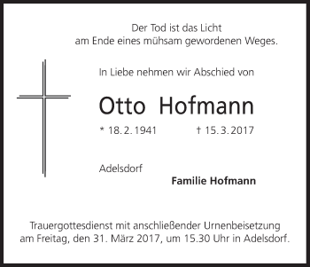 Anzeige von Otto Hofmann von MGO