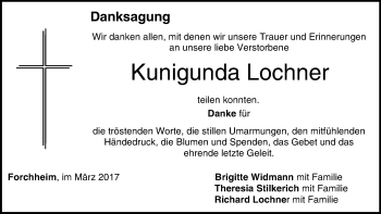Anzeige von Kunigunda Lochner von MGO