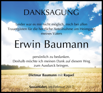 Anzeige von Erwin Baumann von MGO