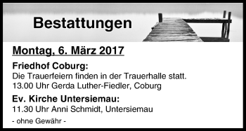 Anzeige von Bestattungen vom 06.03.2017 von MGO